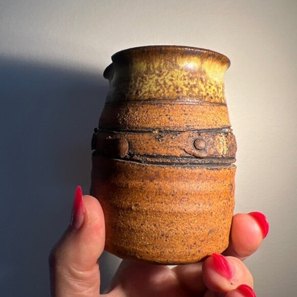 Ed Drahanchuk 1960s art pottery creamer as is Vintage Retro Brutalist - Picture 9 of 12